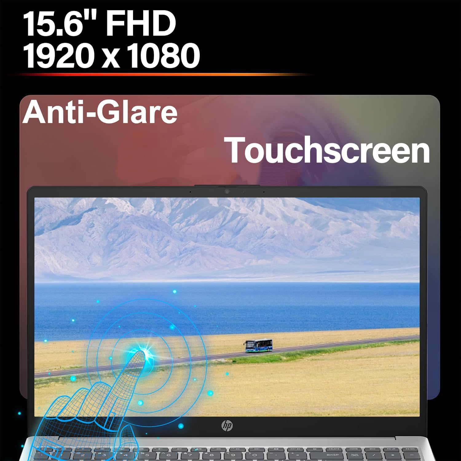 HP 15.6" Touchscreen Business & Home Laptop, AMD Ryzen 5 7520U, 8GB RAM, 128GB SSD, Webcam, HDMI, Lifetime Office 365 for the Web, Win11 Home, Silver, Bundle with PCO Notebook Fold Radiator, Cooler