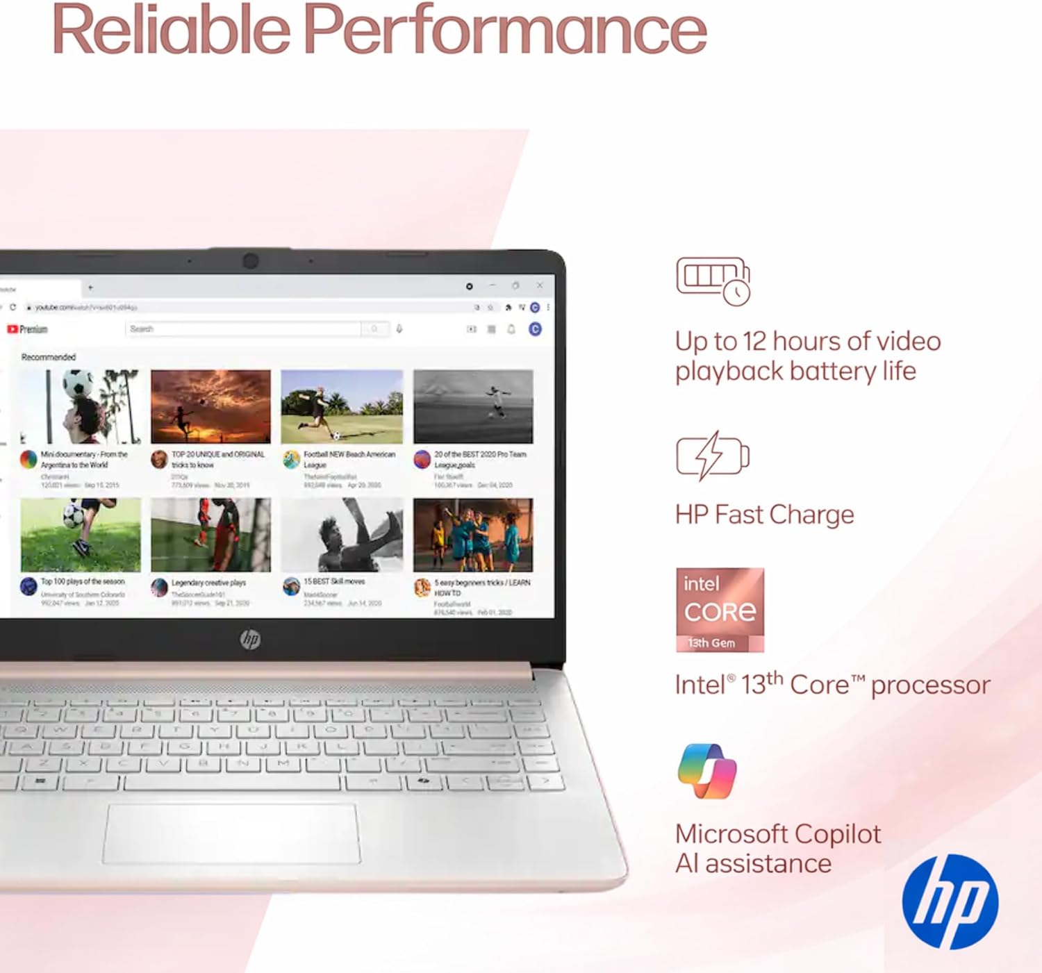 HP Ultrabook Laptop, 8GB RAM, 1.1TB Storage (1TB OneDrive + 64GB SSD), Microsoft 365 Included, Intel 2-Core | Fast, Smart, Budget-Friendly, AI-Ready Essential no Mouse, Rose Gold