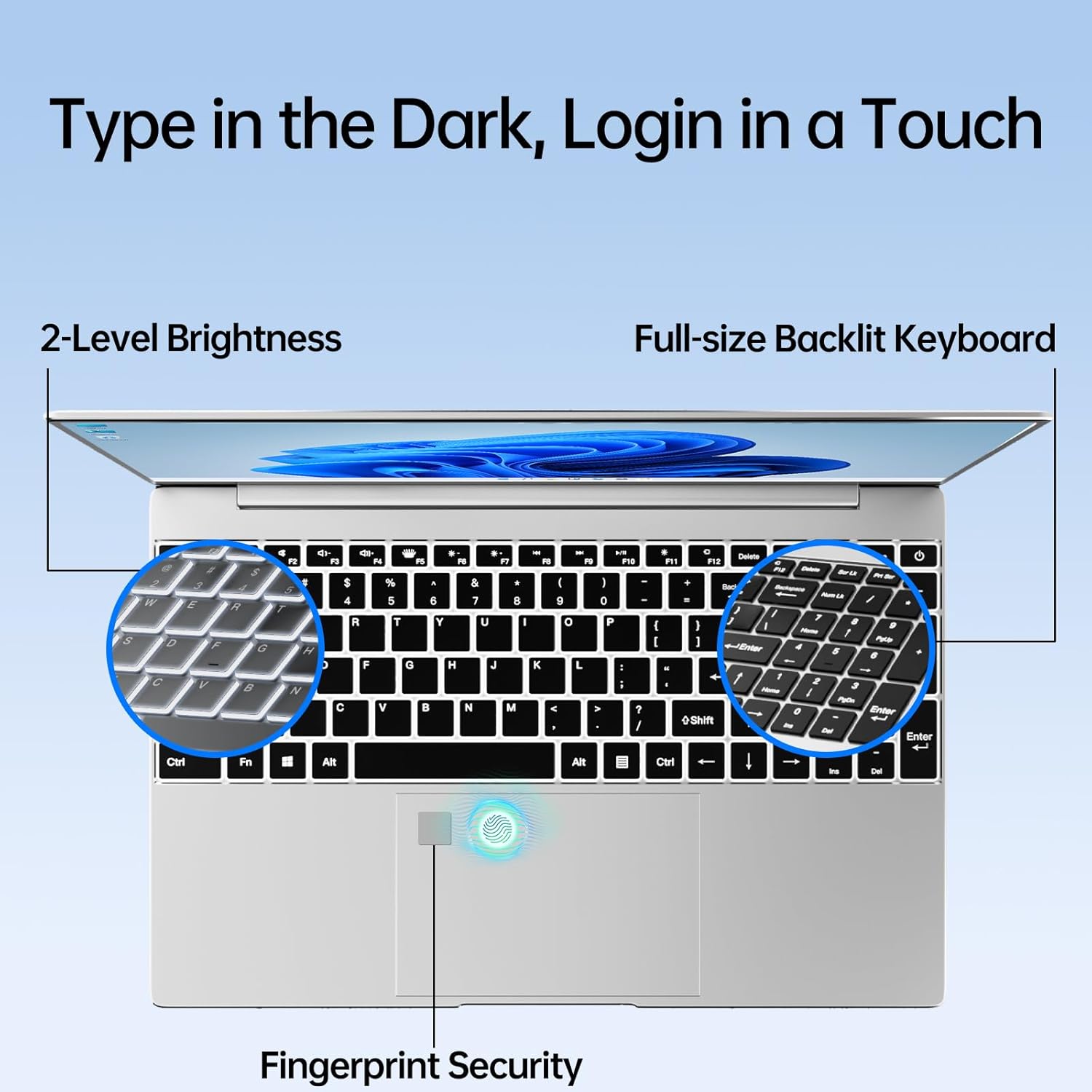 2026 New 15.6'' Laptop Win 11 Pro, Intel Core i3-7020U, 8GB RAM 256GB SSD, 1080p FHD Display, Backlit Kerboard, Fingerprint, WiFi5, Webcam, Mini-HDMI, USB3.2, TF Card Slot, Silver, for Work, Study