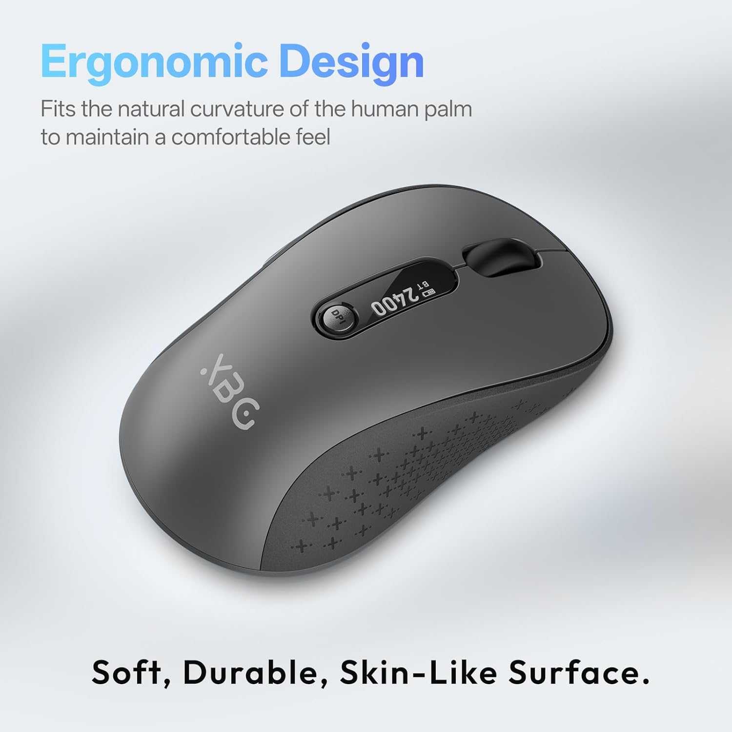 XBG B15pro Wireless Bluetooth Mouse, Bluetooth 5.0/4.0 & 2.4G Tri-Mode, Type-C Rechargeable with LED Screen Display, Ergonomic Silent Click for Laptop/PC/Tablet, Multi-Device & Office Use