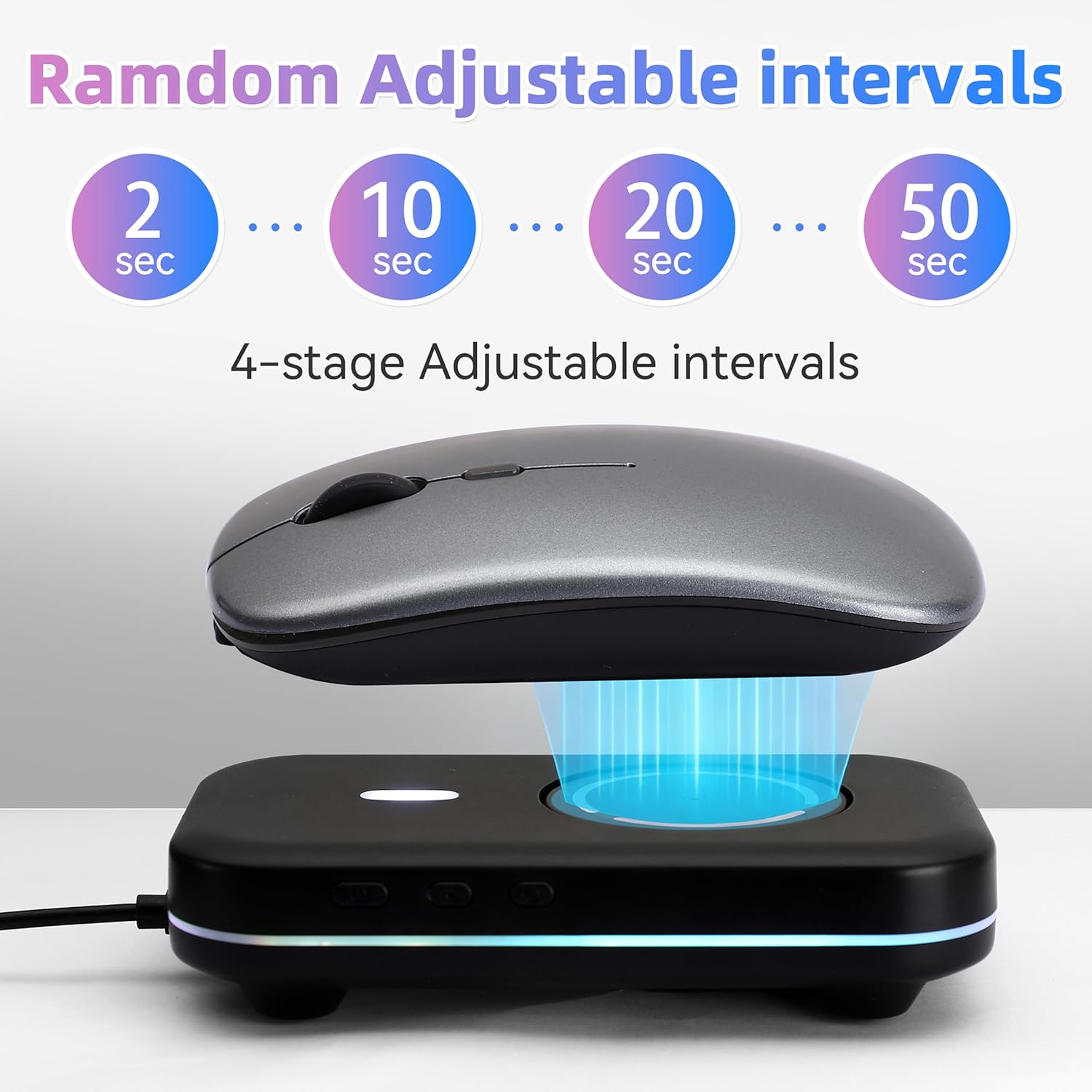 Mouse Mover Quiet Operation Ultra Slim, USB-C Powered Plug & Play, No Detection Risk, Mouse Mover to Prevent Screen Lock, Customizable Timer & RGB LED Light, for WFH/Office/Travel