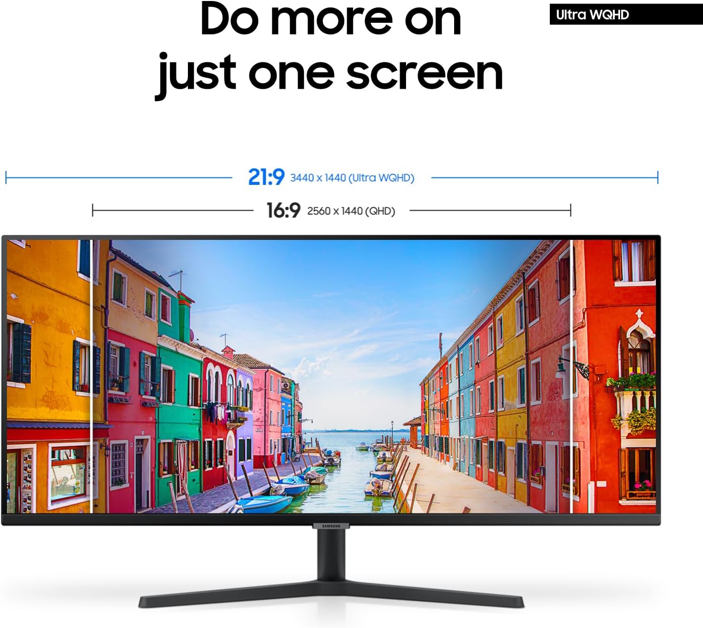 Samsung 34" ViewFinity S50GC Series Ultrawide QHD Monitor, 100Hz, 5ms, HDR10, AMD FreeSync, Ultrawide Screen, Eye Care, Thin Bezels, PIP, PBP, LS34C50DGANXZA, 2023, Black