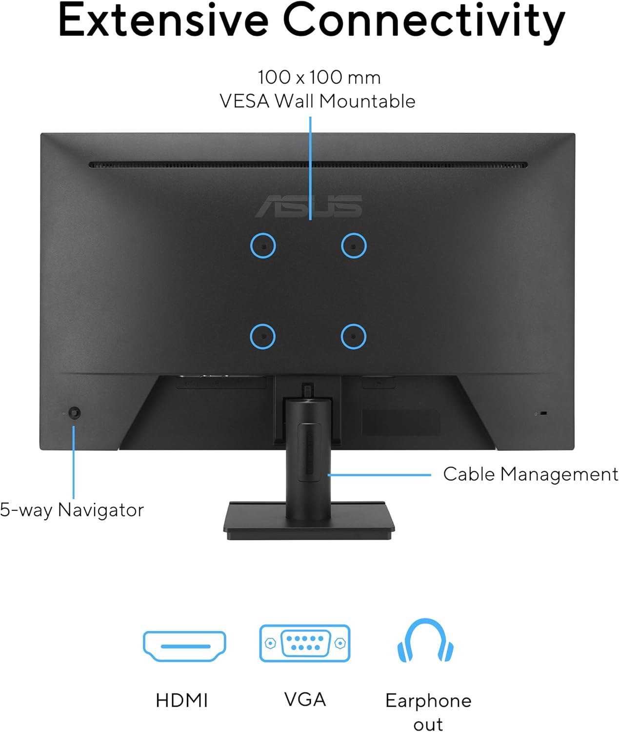 ASUS 27" 1080P Eye Care Monitor (VA279HG) - IPS, Full HD, 99% sRGB, Frameless, 120Hz, 1ms, Adaptive-Sync, HDMI, VGA, Low Blue Light, Flicker Free, Wall Mountable, 3 yr Warranty
