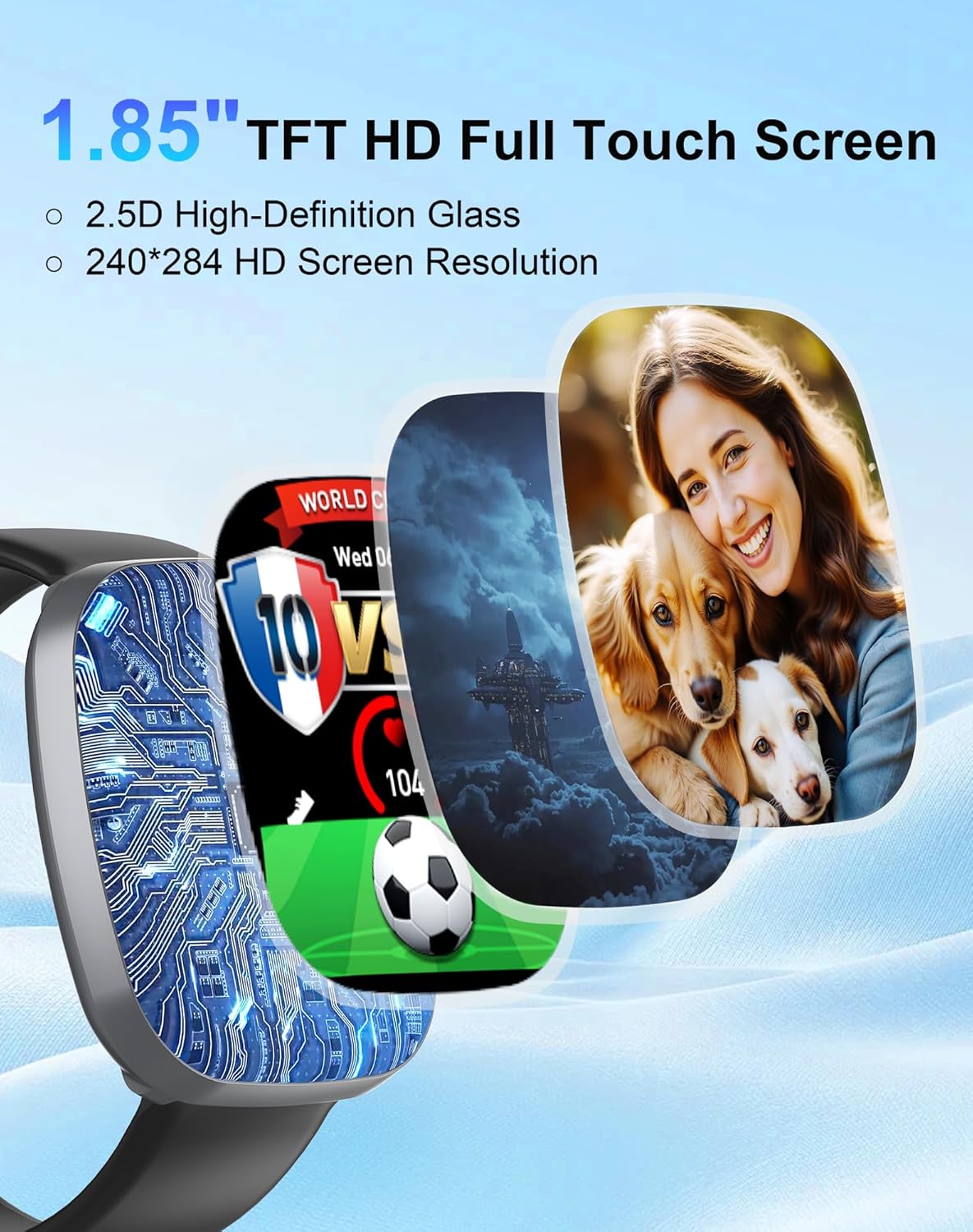 Smart Watch for Women Men, 1.85" HD Fitness Watch with 120 Sports Modes, 5.3 Bluetooth Call, 250+ Custom Dials, Heart Rate/Sleep Monitor Fitness Tracker, IP68 Waterproof Smartwatch for Android iOS