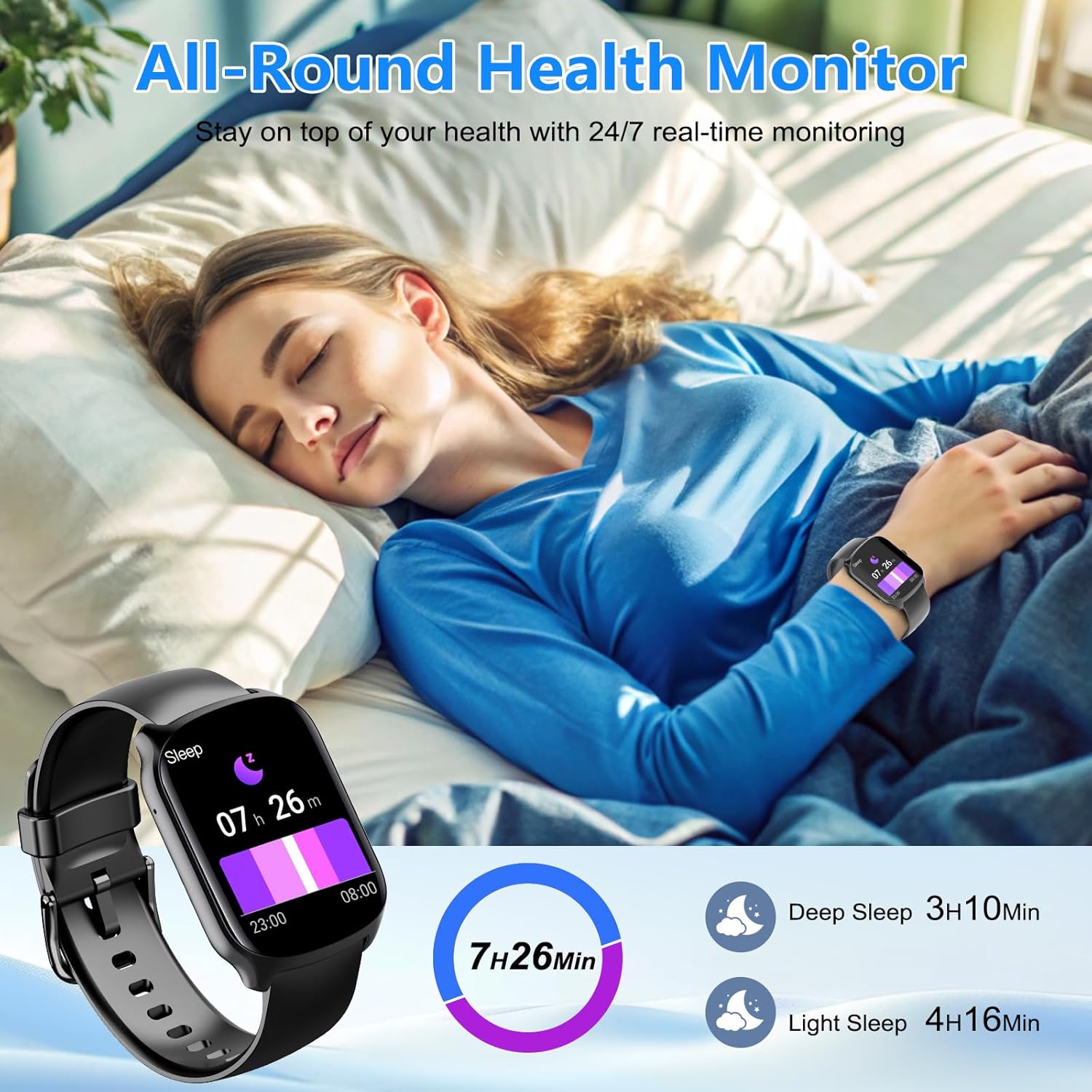 Smart Watch for Men Women, 1.95"HD Smartwatch (Dial/Answer Calls), Heart Rate/Sleep Monitor Fitness Smartwatch, Curved Screen Watches, 112+ Sports Modes Activity Trackers,IP68 Waterproof, Black