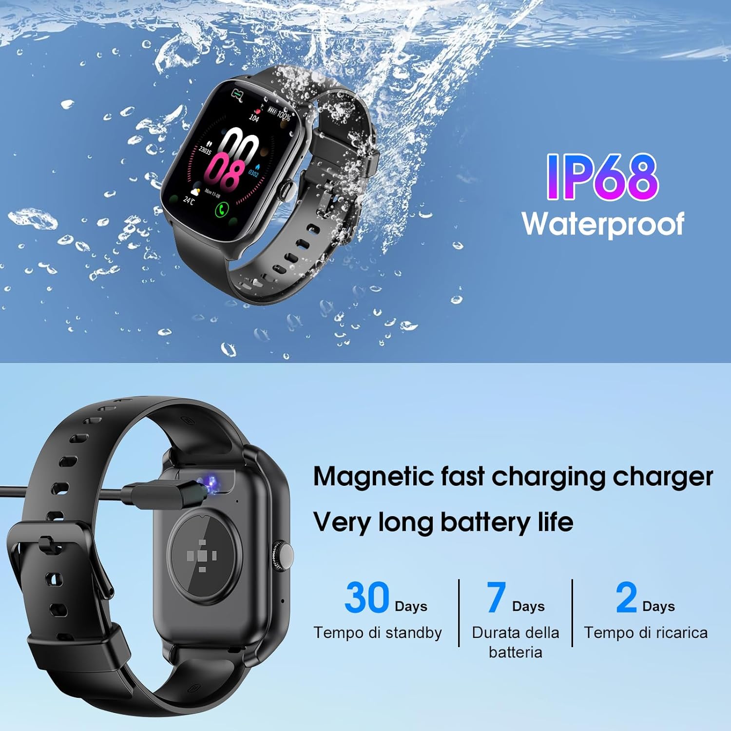 Smart Watch for Men Women, 1.95"HD Smartwatch (Dial/Answer Calls), Heart Rate/Sleep Monitor Fitness Smartwatch, Curved Screen Watches, 112+ Sports Modes Activity Trackers,IP68 Waterproof, Black