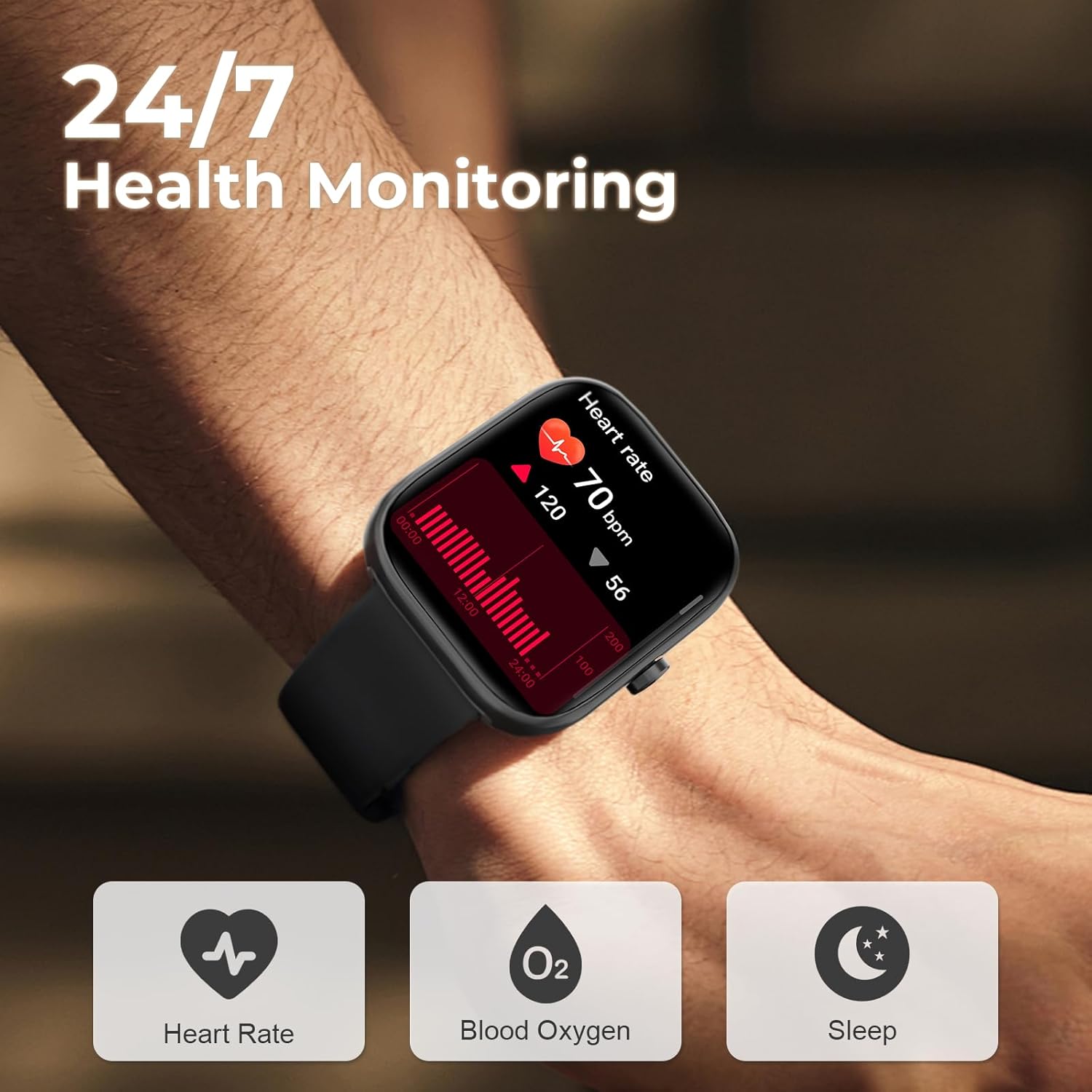 Smart Watch for Men Women, 1.83" HD Touchscreen Fitness Watch with Bluetooth Call&Message Notifications, 110+Sport Modes, 24/7 Heart Rate/Sleep Monitor, IP68 Waterproof Fitness Tracker for Android iOS
