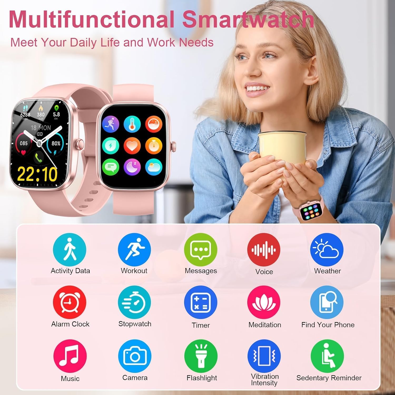 Smart Watch for Women Men(Answer/Make Calls), New 1.91" HD Smartwatch 2026, Fitness Tracker with 110+ Sport Modes, IP68 Waterproof, Heart Rate/Sleep/Step Monitor, Activity Tracker for Android iOS