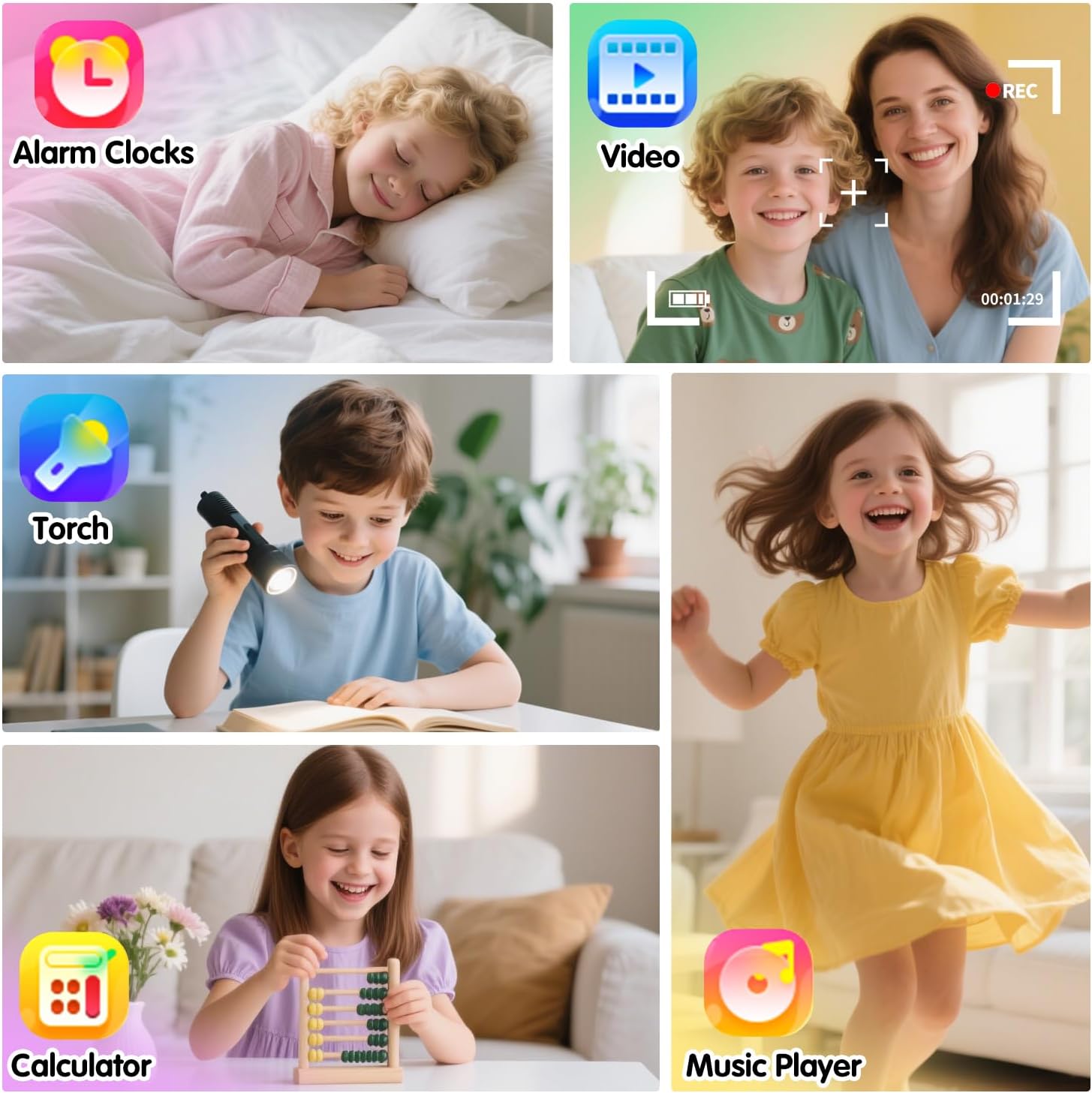 Cosjoype Kids Smart Watches Girls Gift Age 3-12, with 39 Puzzle Games HD Video Camera Music Player Learning Cards Storybook Pedometer Flashlight Touchscreen Kid Watch Brithday Gift for Girls