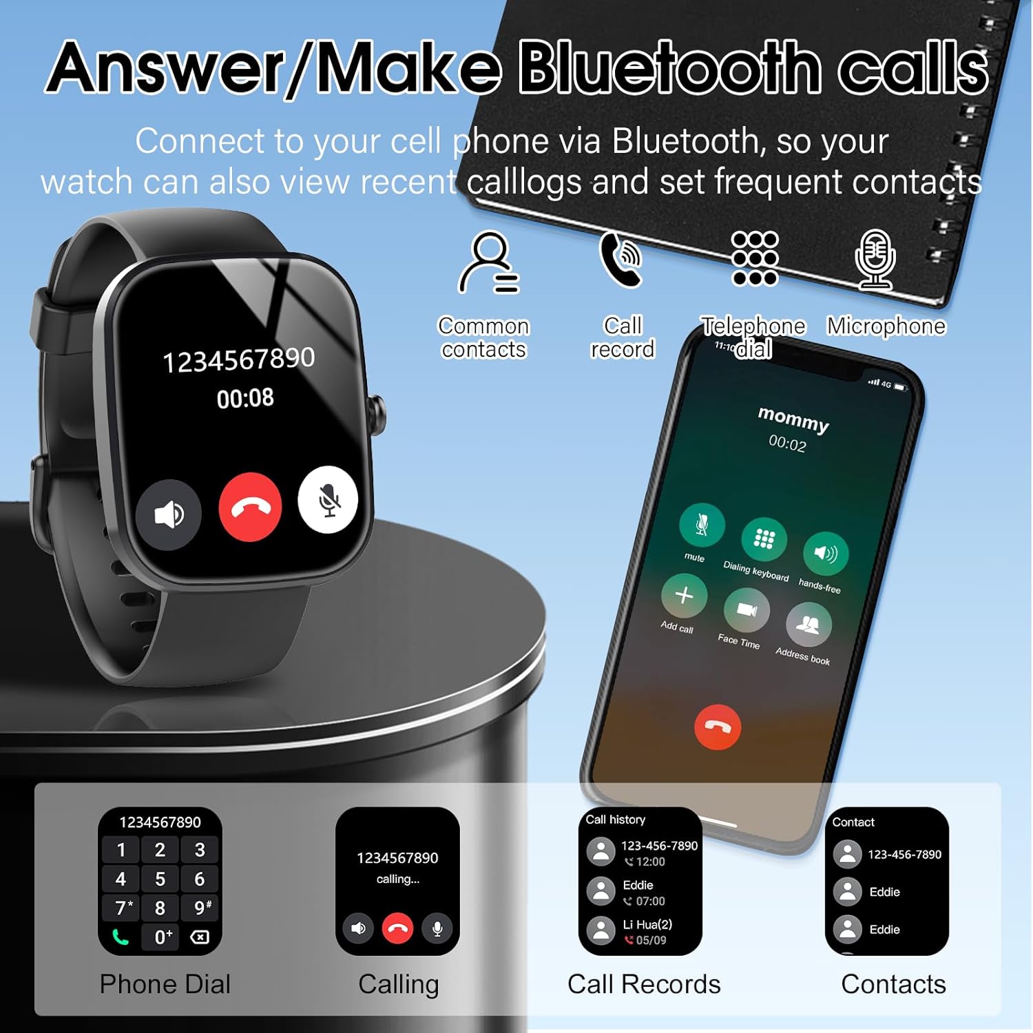 Csasan Smart Watch for Men Women(Answer/Make Call), 1.91" HD Screen Smartwatch Heart Rate/Sleep/Steps Monitor, 100+ Sports Fitness Watch, IP68 Waterproof Activity Trackers for Android iOS Black