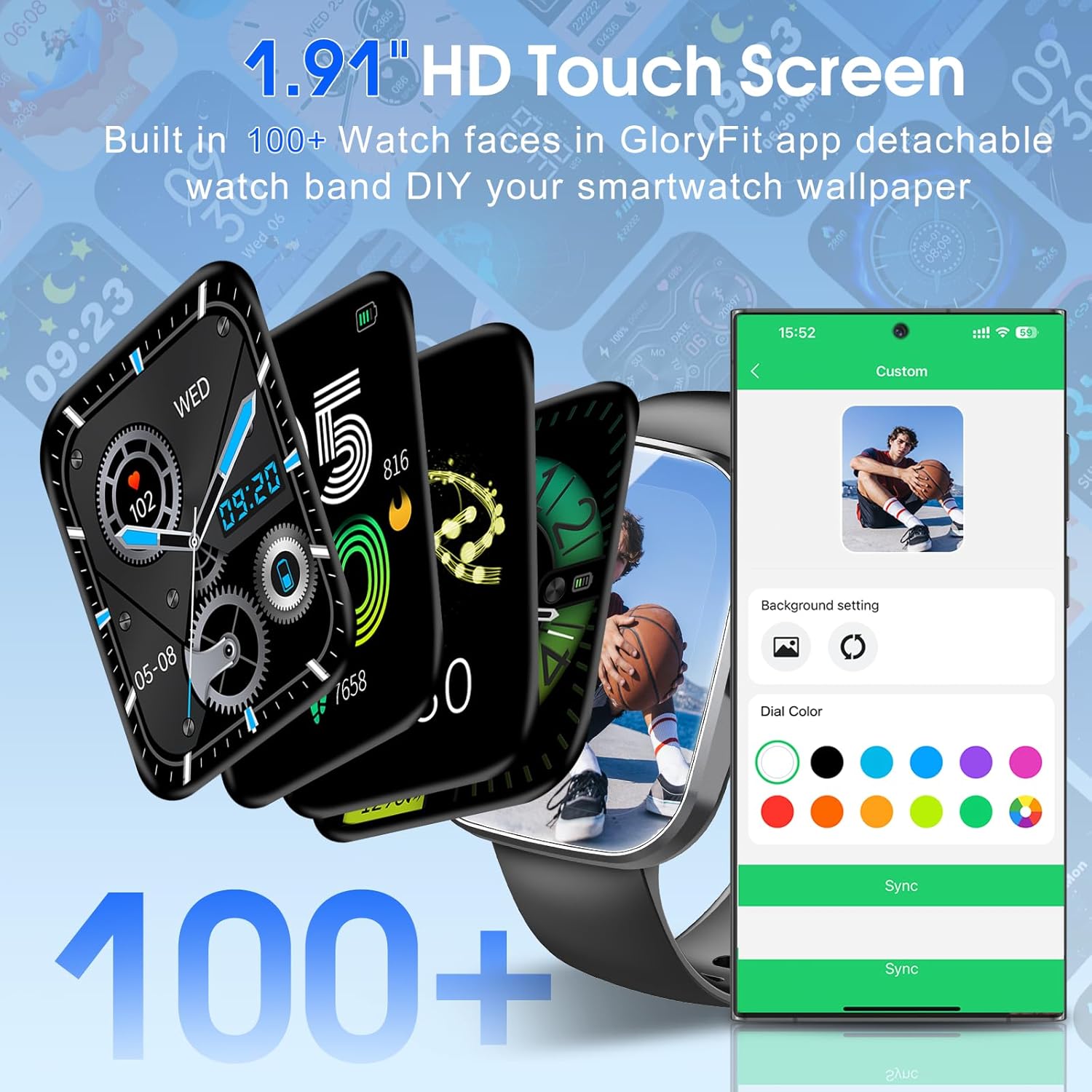 Csasan Smart Watch for Men Women(Answer/Make Call), 1.91" HD Screen Smartwatch Heart Rate/Sleep/Steps Monitor, 100+ Sports Fitness Watch, IP68 Waterproof Activity Trackers for Android iOS Black