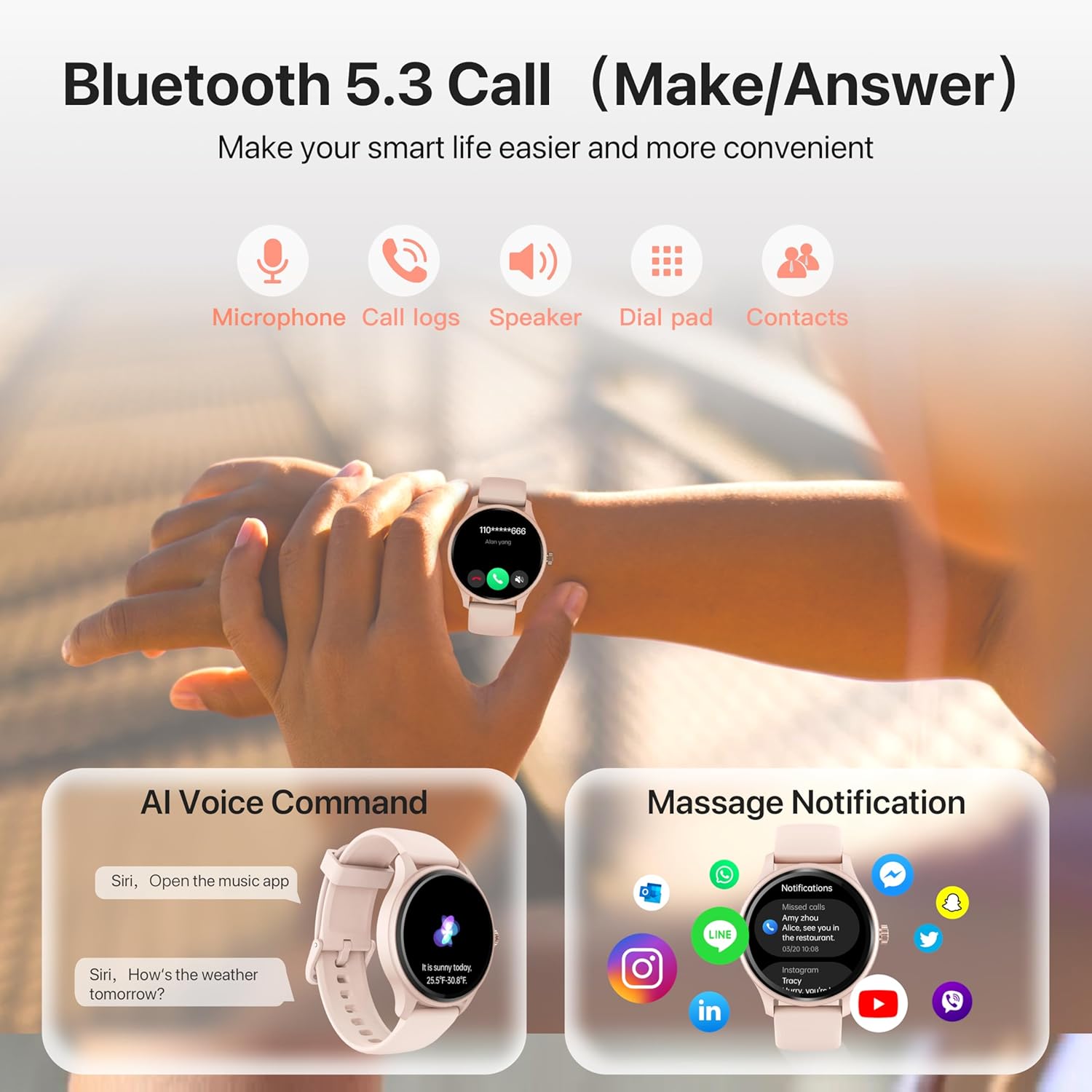 Smart Watch, HD Smartwatch for Men Women (Answer/Make Calls), Fitness Watch with 100+ Sport Modes, IP68 Waterproof/Heart Rate/Sleep Monitor, Activity Trackers for iOS/Android