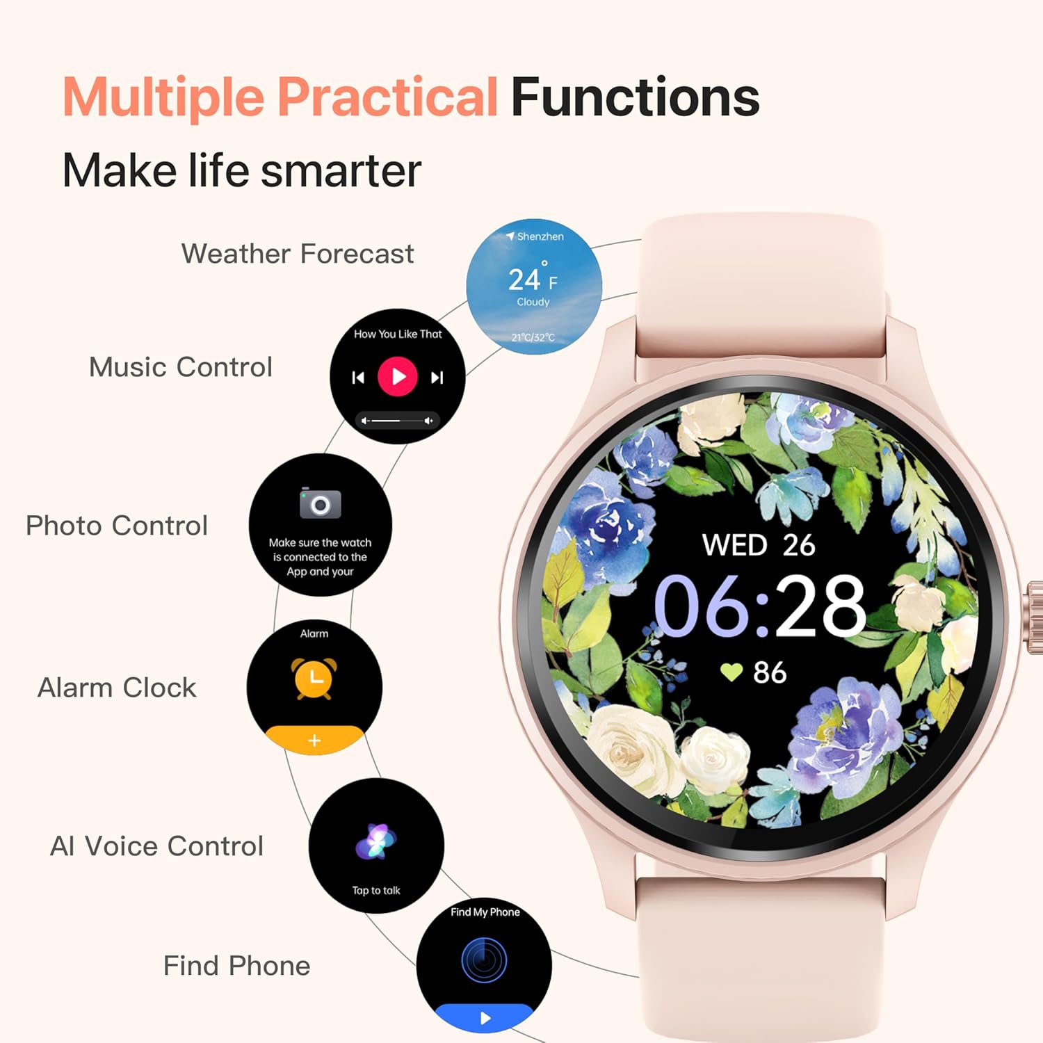Smart Watch, HD Smartwatch for Men Women (Answer/Make Calls), Fitness Watch with 100+ Sport Modes, IP68 Waterproof/Heart Rate/Sleep Monitor, Activity Trackers for iOS/Android