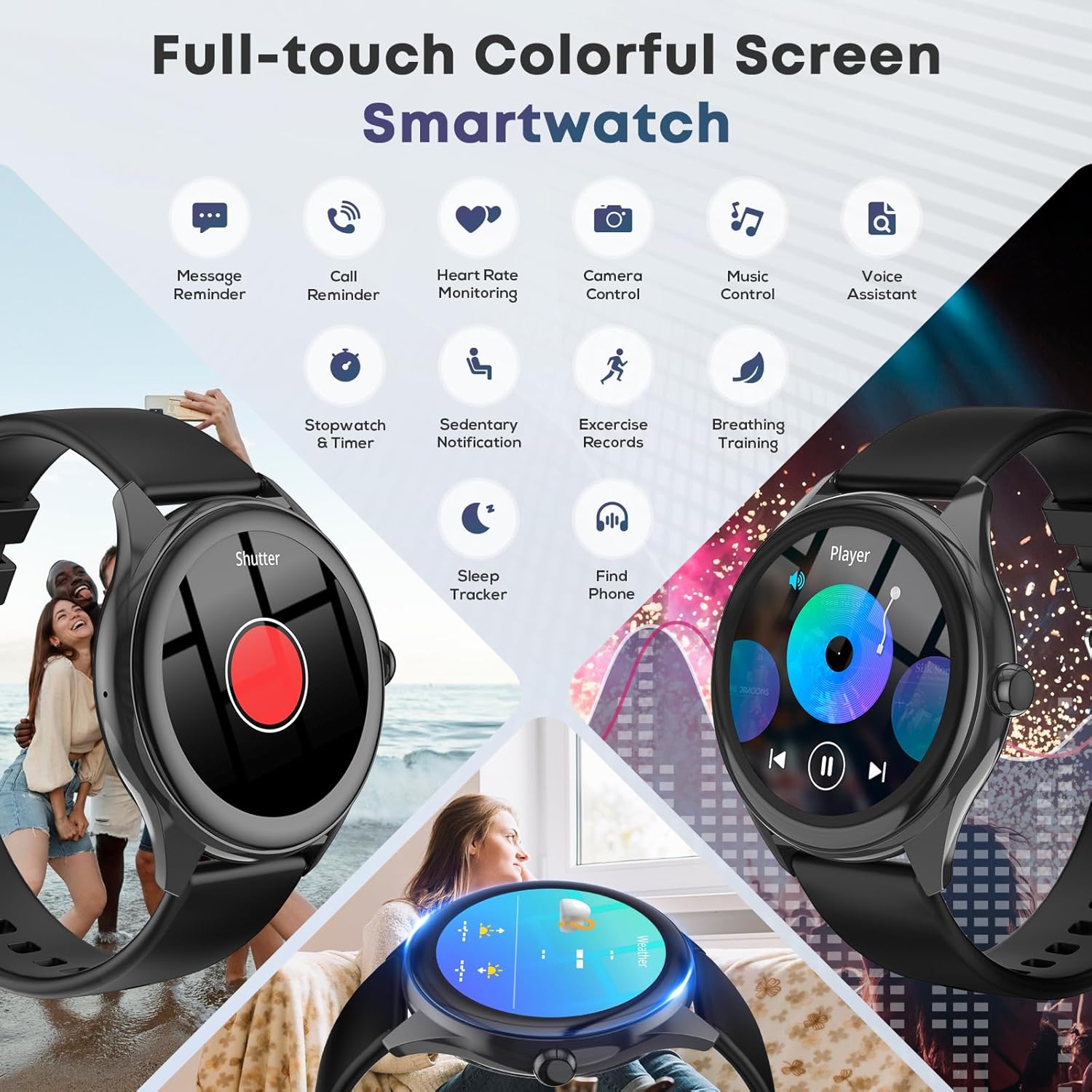 Smart Watch for Men, 1.39" HD Touchscreen Smartwatch with 120 Sports Modes, Alexa Built-in, Heart Rate/Sleep Monitor, Bluetooth Call & Music Control Fitness Watch for iPhone/Android (Black)