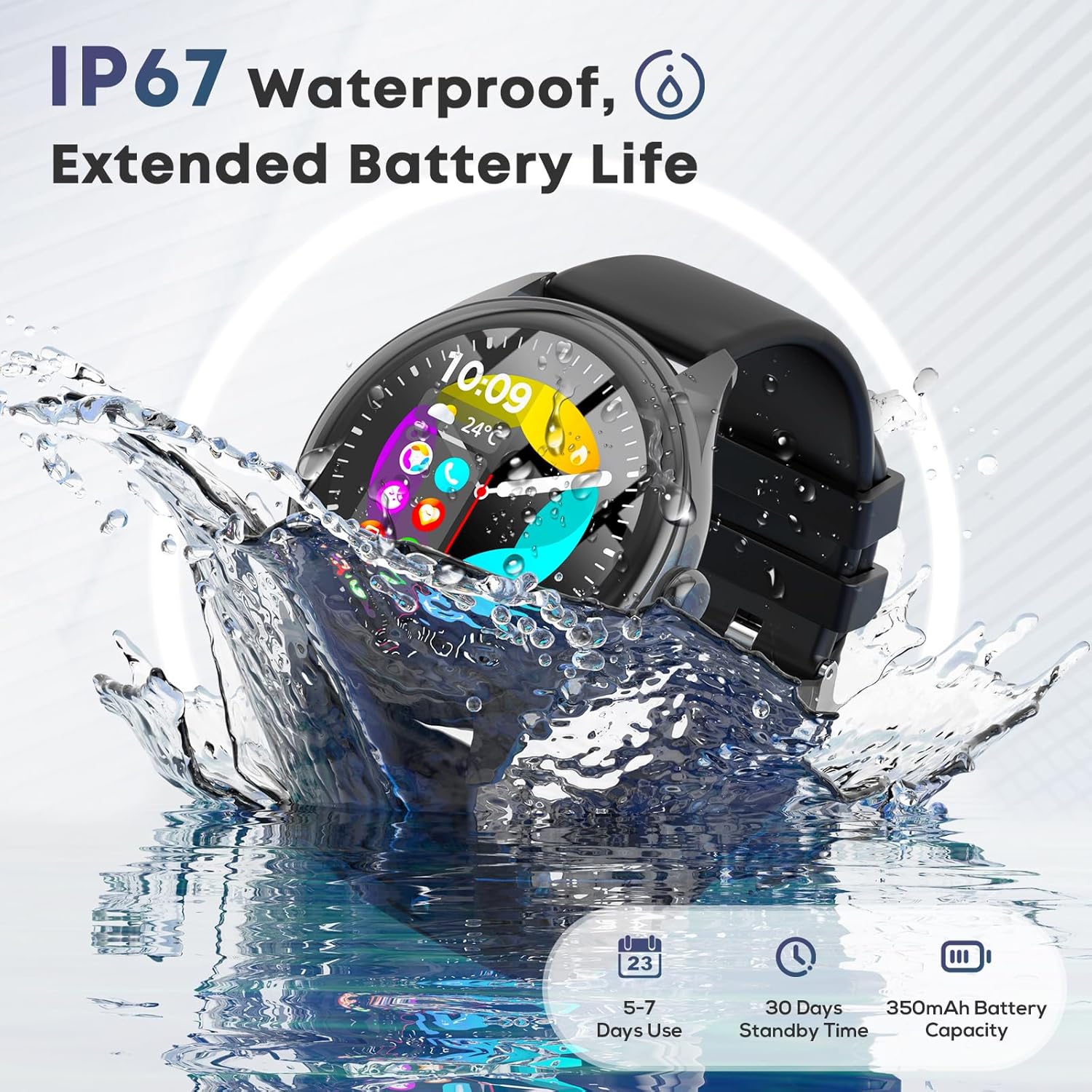 Smart Watch for Men, 1.39" HD Touchscreen Smartwatch with 120 Sports Modes, Alexa Built-in, Heart Rate/Sleep Monitor, Bluetooth Call & Music Control Fitness Watch for iPhone/Android (Black)