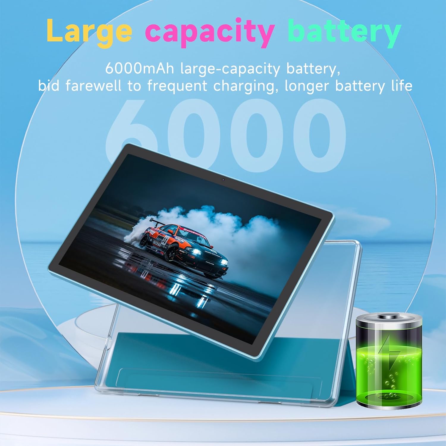 Android 15 Tablet, 10 Inch 18GB RAM+128GB ROM/ 2TB Expandable Tablet, 2.0GHz Quad-core Processor, 1280x800 HD Touchscreen, 5G WiFi6 BT 5.0, 2 in 1 Tablets with Keyboard Case Mouse Stylus, Navy