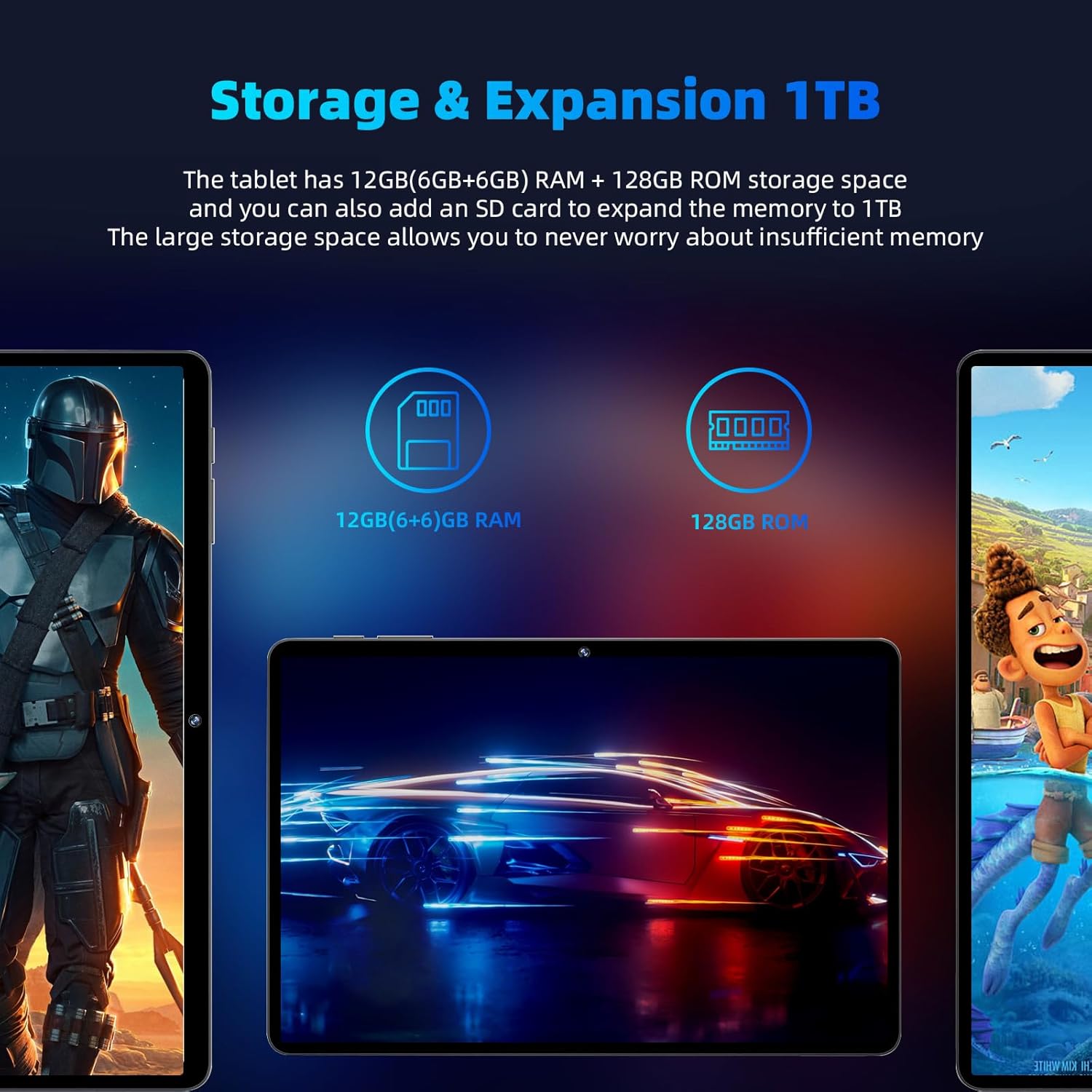 2026 Android 16 Tablet 11inch, Face Unlock, 18W Fast Charging, 32GB+128GB+1TB Expand, Octa-core CPU, 8000mAh Large Battery, WiFi6, Touchscreen Display, Widevine L1 Tableta, Black