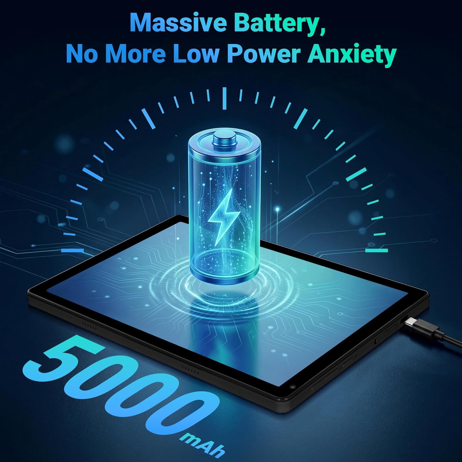 Gleeso Tablet, Android Tablet 10 Inch, 20GB+128GB+2TB, Android 15 Tablet with Octa-core, IPS HD Display, 5000mAh Battery, Fast Charging, Face ID, Dual Camera, Slim, Black
