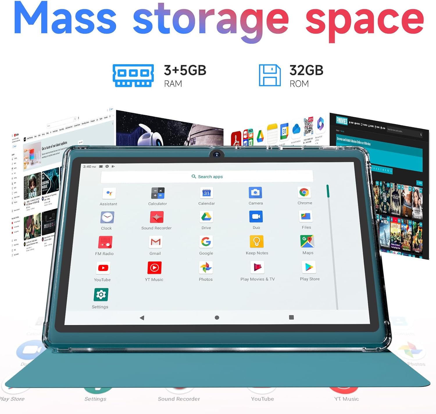 Android 14 Tablet 7 inch Tablets with Case, 8GB RAM 32GB ROM 1TB Expand, Quad-Core Processor Tablet PC, 1024 x 600 IPS Screen, Dual Camera, 3000mAh Battery, Bluetooth, WiFi, GMS, Widevine L1, Navy