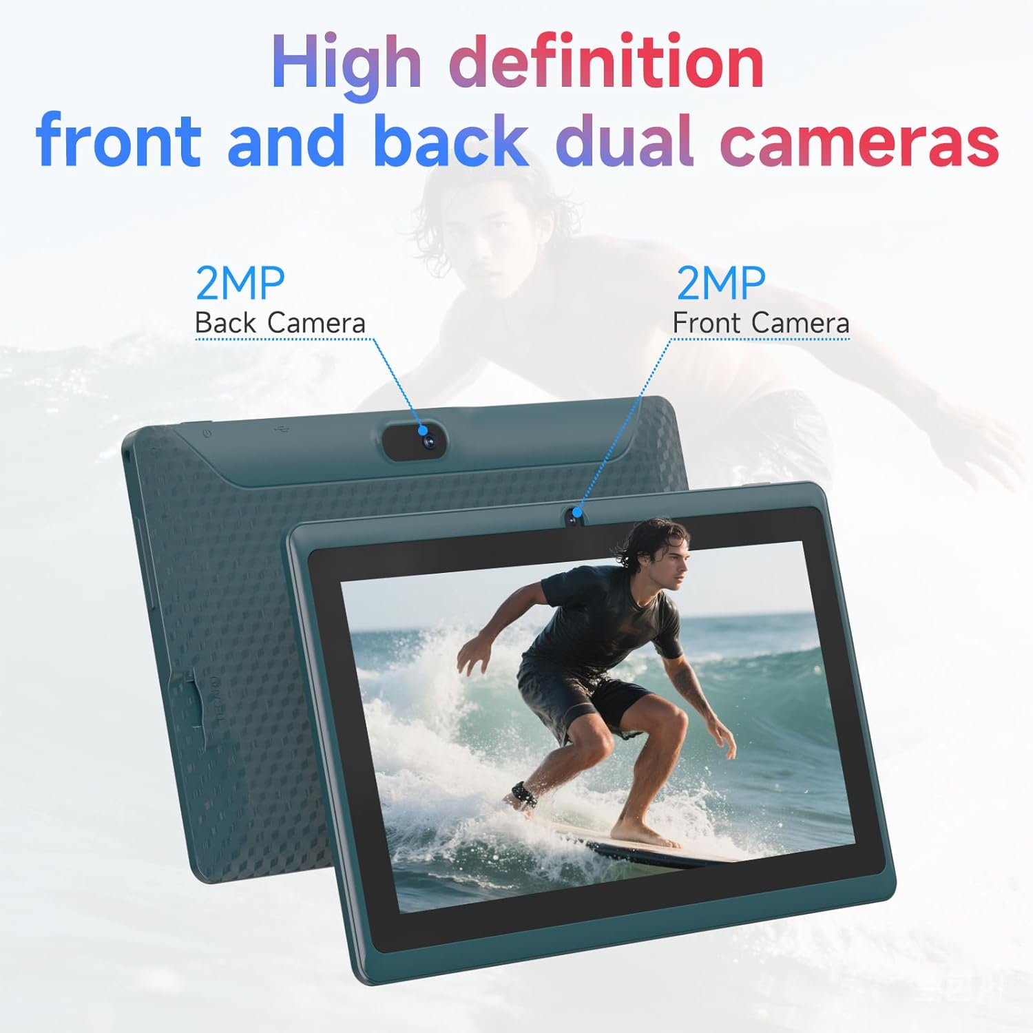 Android 14 Tablet 7 inch Tablets with Case, 8GB RAM 32GB ROM 1TB Expand, Quad-Core Processor Tablet PC, 1024 x 600 IPS Screen, Dual Camera, 3000mAh Battery, Bluetooth, WiFi, GMS, Widevine L1, Navy