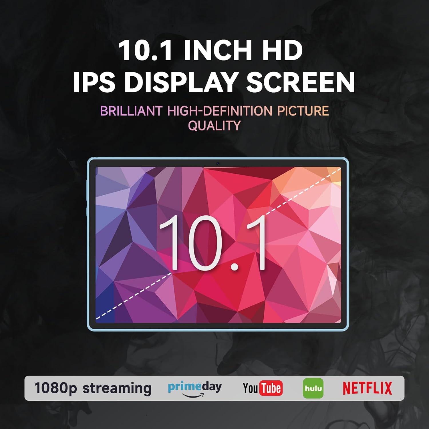 Tablet 10 inch Android 13 Tablets, 6GB RAM 64GB ROM, Quad-Core Processor, 1280x800 LCD Touch Screen, WiFi, GMS, Dual Camera, Bluetooth, 6000mAh Battery (Blue)