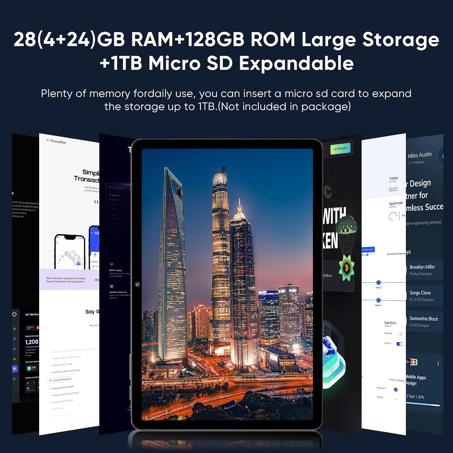 Android 16 Tablet,11 Inch Tablets with Octa Core Processor, 28GB RAM 128GB ROM 1TB Expand, Widevine L1, 8000mAh Battery, 2.4/5Ghz Dual WiFi/GPS/FM, 5/8MP Cameras, Case Included, Black