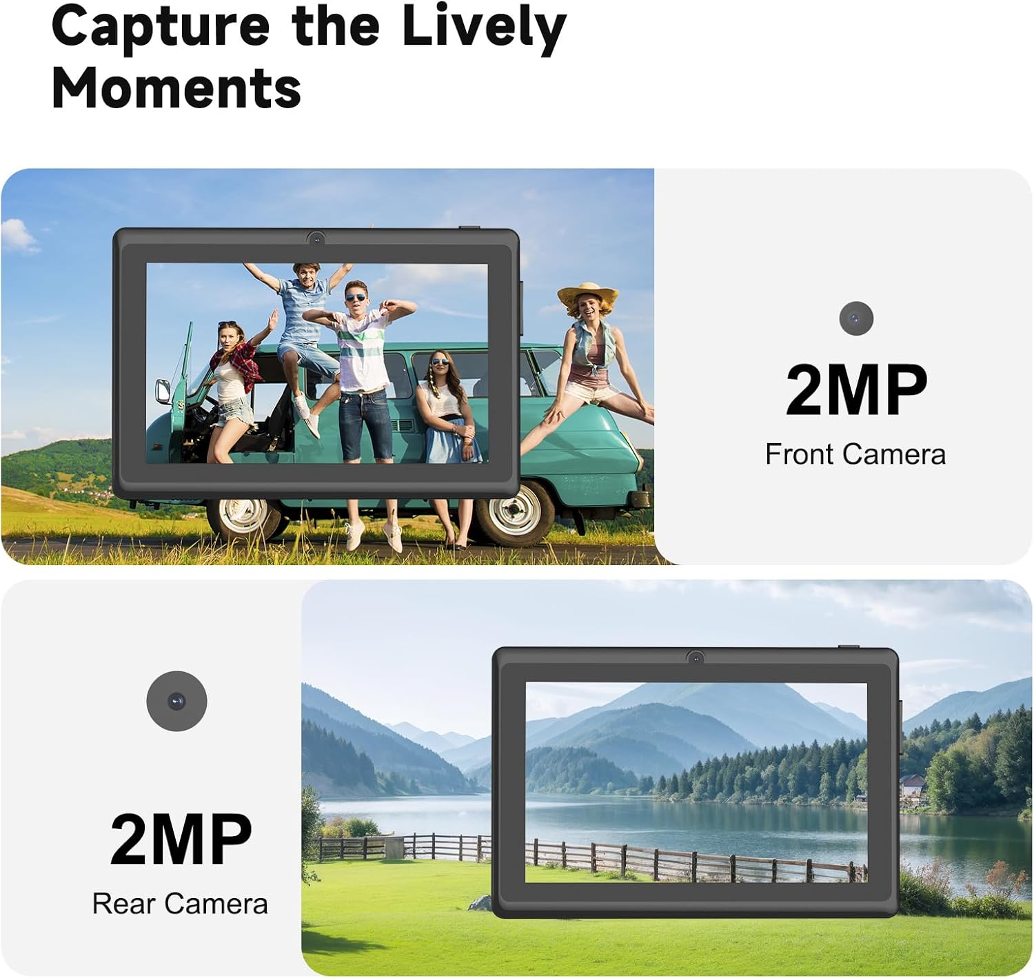Tablet 7Inch Android 14.0 with Protective Case,3GBRAM+ 32GB ROM, IPS Screen, Dual Camera, Bluetooth 5.0 WiFi Tab (Black)