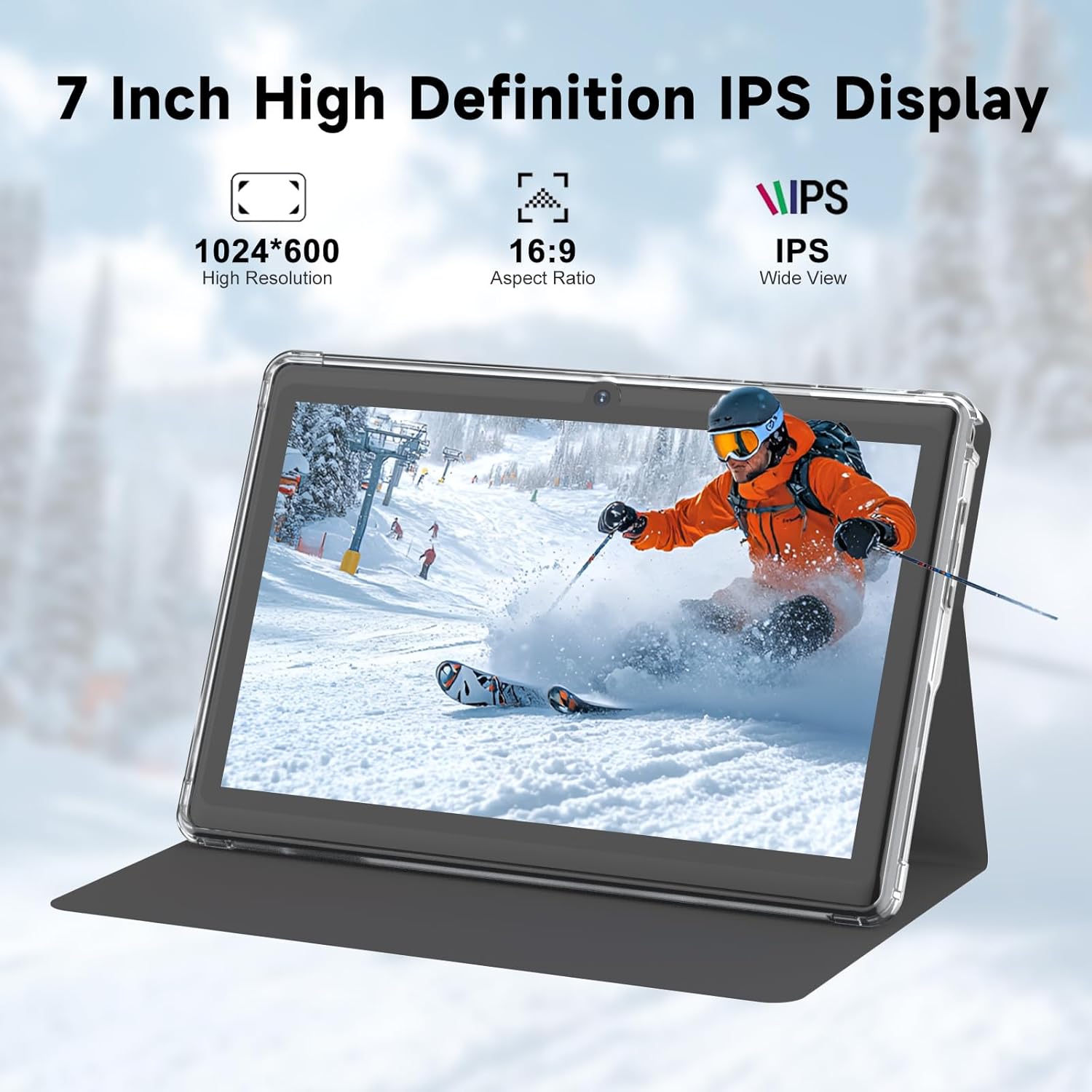 Tablet 7Inch Android 14.0 with Protective Case,3GBRAM+ 32GB ROM, IPS Screen, Dual Camera, Bluetooth 5.0 WiFi Tab (Black)