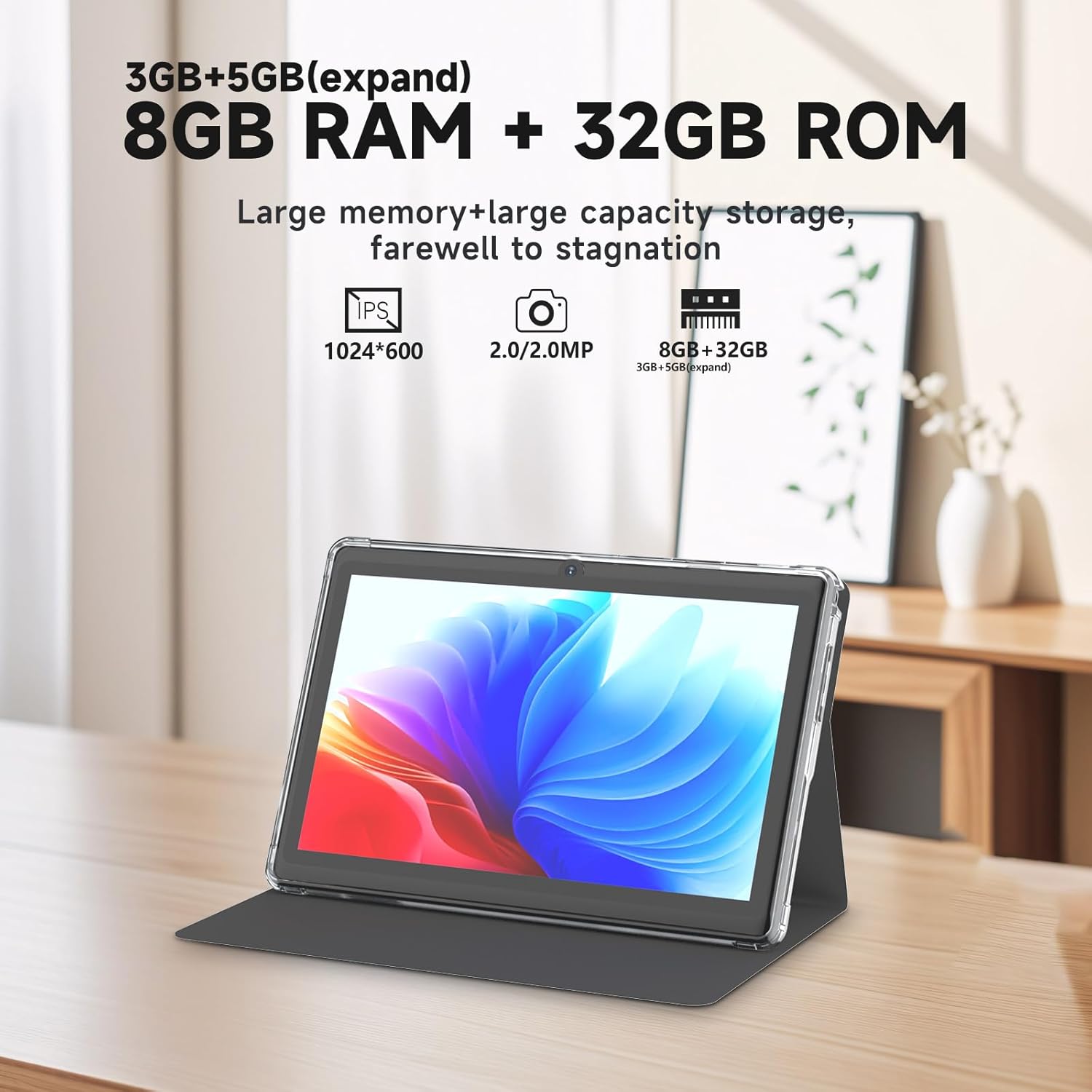 Tablet 7Inch Android 14.0 with Protective Case,3GBRAM+ 32GB ROM, IPS Screen, Dual Camera, Bluetooth 5.0 WiFi Tab (Black)