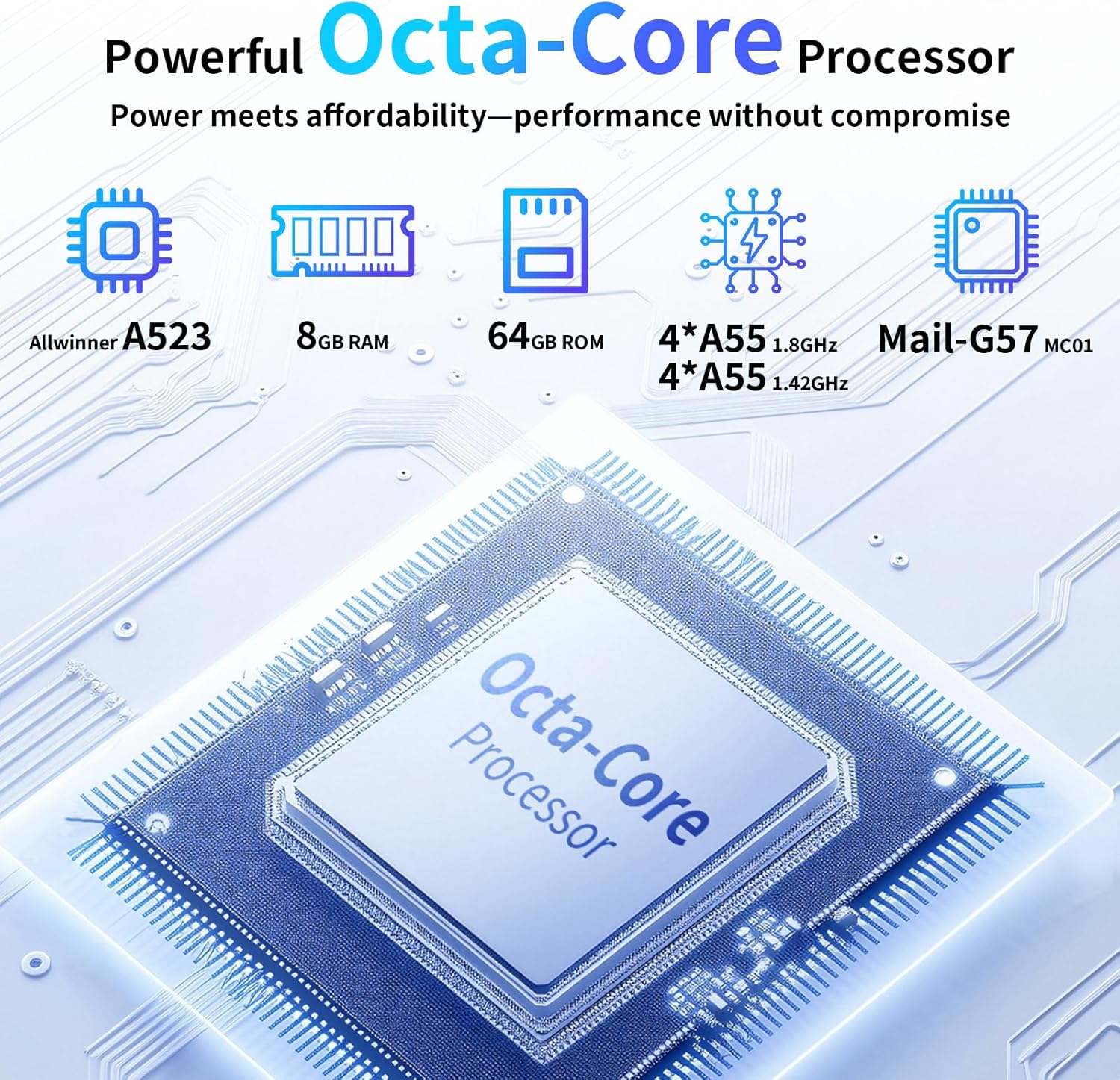 10 inch Android Tablet: Octa-Core, 7000mAh, with Stand Case, IPS HD Display, Wi-Fi 6, OTG, Metal Body – Fast & Portable Tablet for Work & Entertainment, 2-Year Protection, 8GB RAM 64GB, Android 15