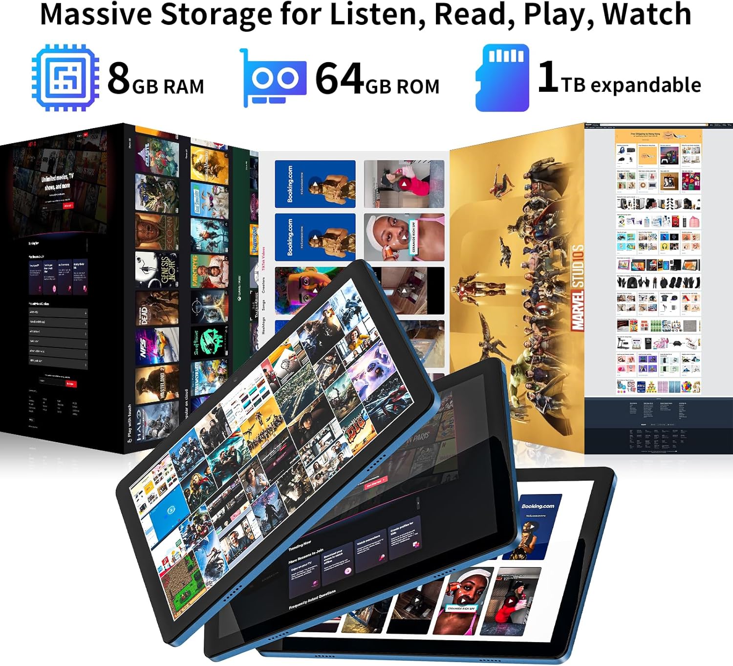 10 inch Android Tablet: Octa-Core, 7000mAh, with Stand Case, IPS HD Display, Wi-Fi 6, OTG, Metal Body – Fast & Portable Tablet for Work & Entertainment, 2-Year Protection, 8GB RAM 64GB, Android 15