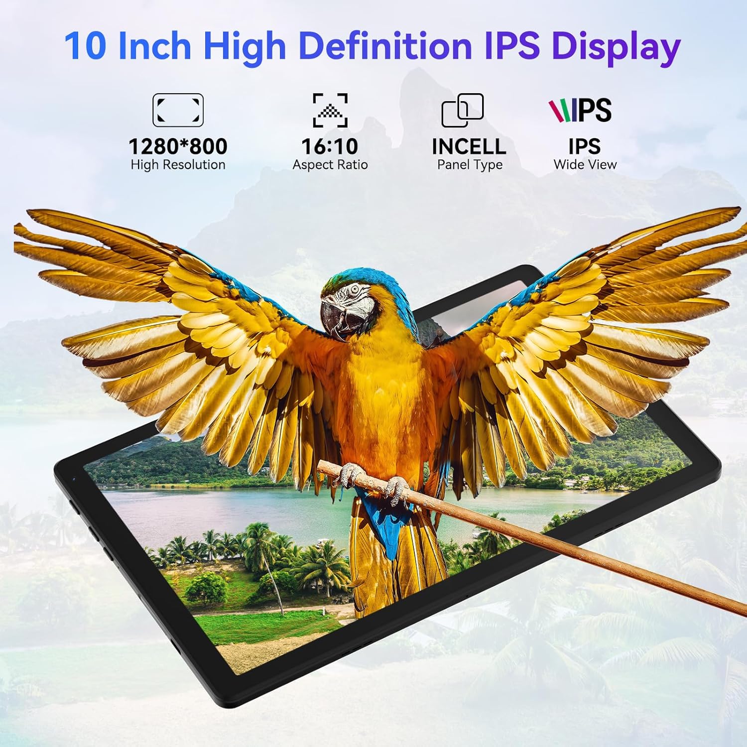 Android 15 Tablet 10 Inch, 20GB RAM 64GB ROM 1TB Expandable, Fast WiFi 6 & BT 5.4 Tablets 5-Core, HD IPS Touchscreen, 8H+ Battery, Dual Camera Portable Tablet for Kids & Adults, Gift, Streaming, Work