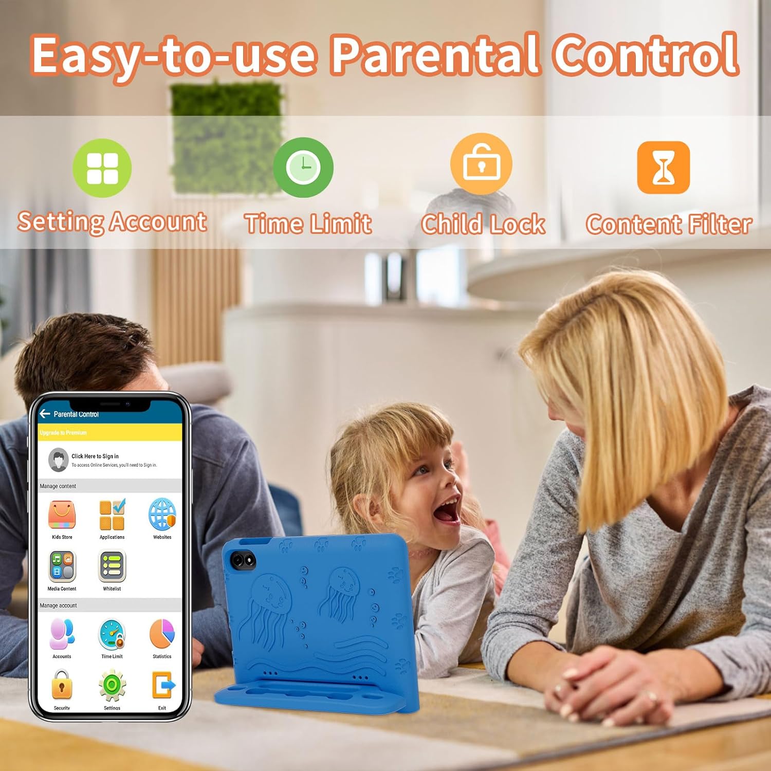 2026 Upgraded Android 15 Tablet, 10inch Kids Tablet, Octa-core CPU, 10GB+64GB+1TB Expand Tablets for Kids with Kids Space, Parental Control, 6000mAh Big Battery,Touchscreen Tableta,Blue