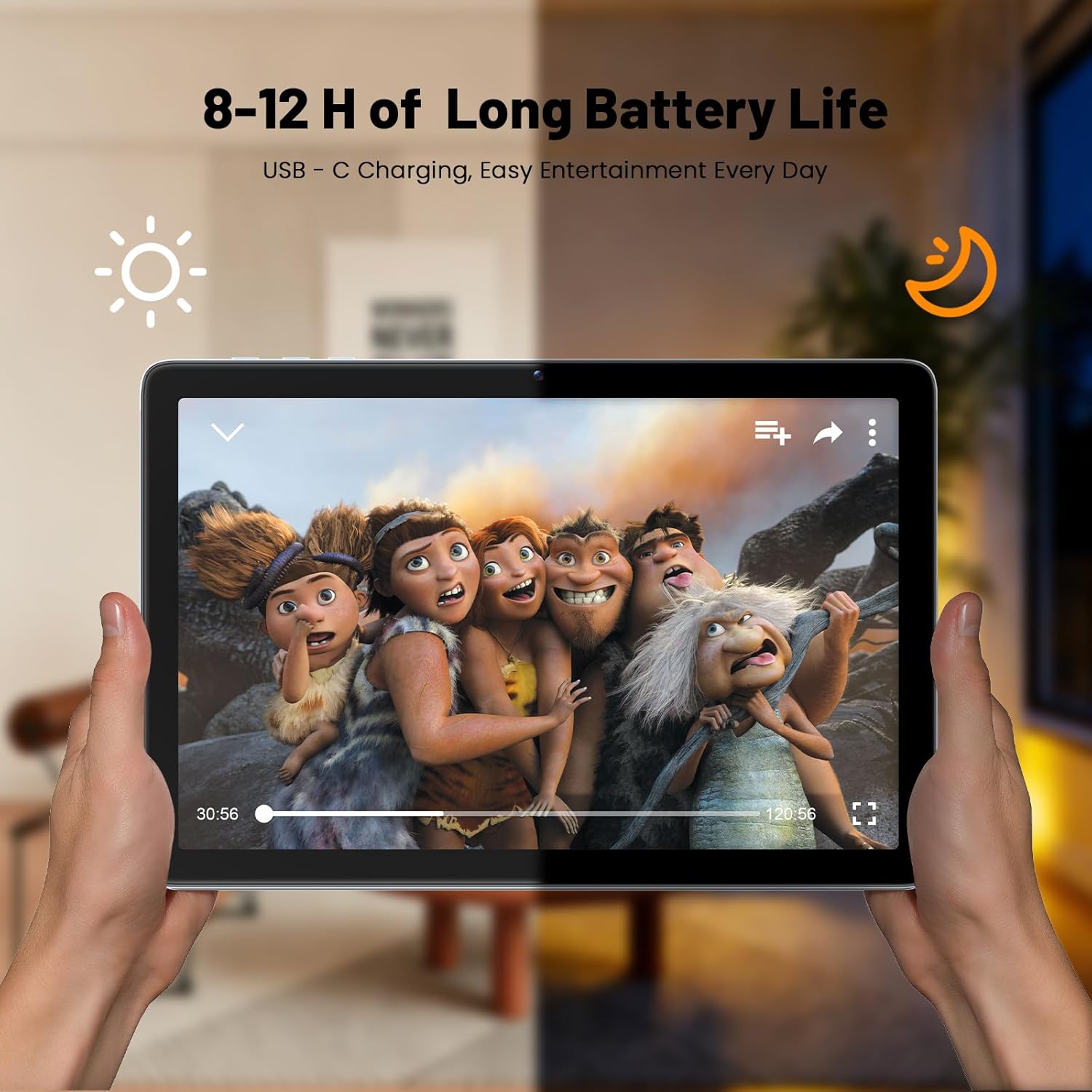 Android Tablet 10 Inch, Android 15 Tablets 2026 for Adults, Octa-Core, 12GB RAM,128GB Storage(2TB Expandable), Large Touch Screen Tablet with 10H Battery Life,WiFi & Bluetooth 5.0,Grey Blue